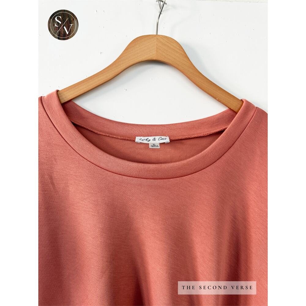 Lucky & Coco Sleeveless Dress Coral Peach Side Tie Casual Workwear Size XL - Picture 3 of 9